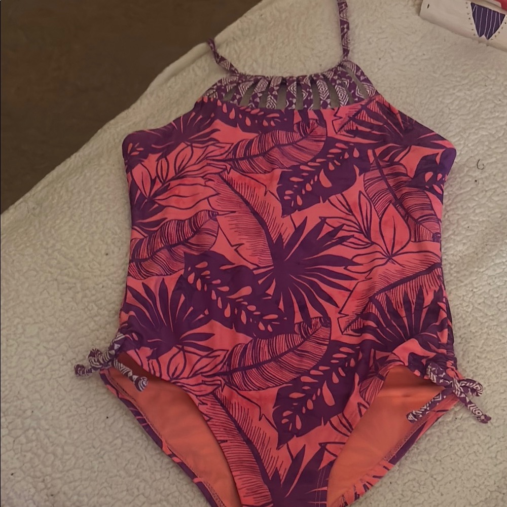 Tropical Pink and Purple Kids Swimsuit